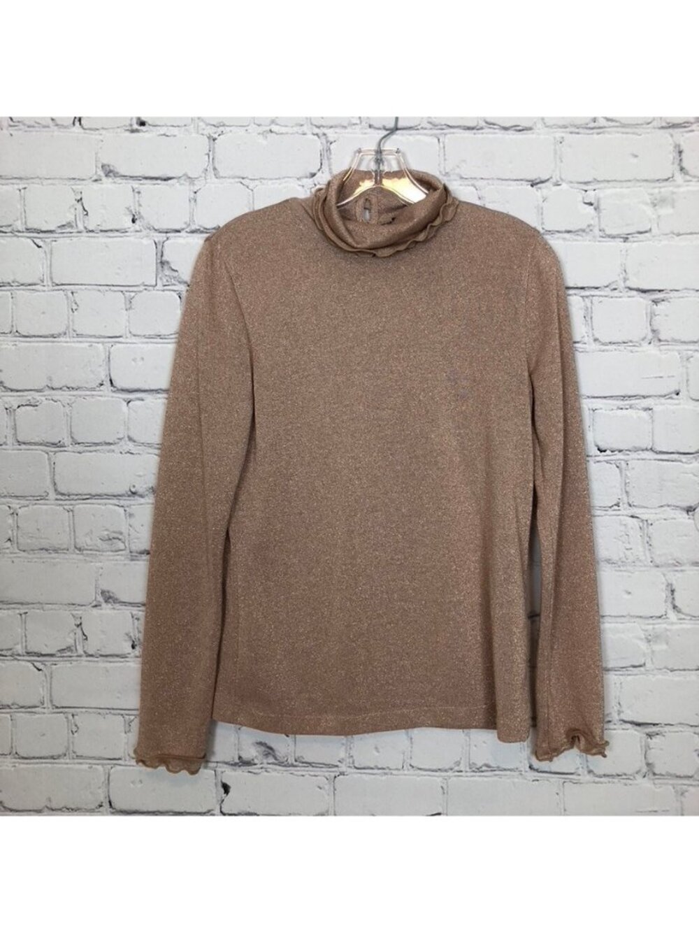 NWT J Crew Shimmer Metallic Turtleneck Top Size S